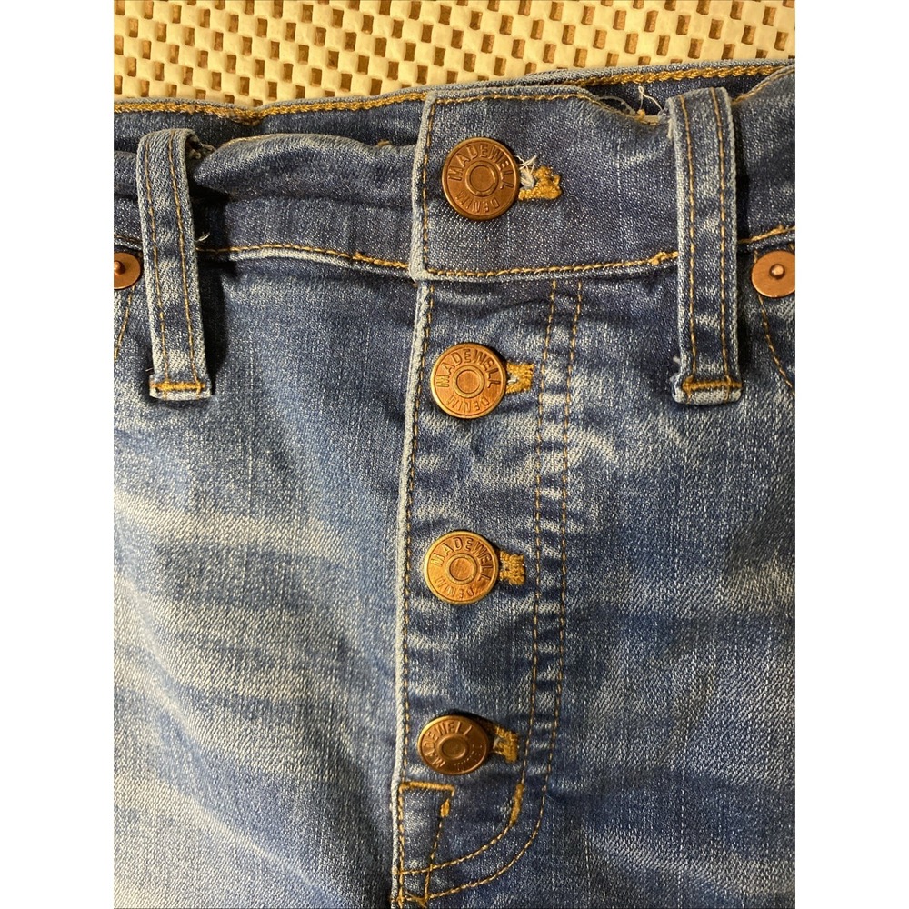 Madewell Button Fly 10" High Rise Skinny Jean Women Sz 27 Medium Wash Distressed - Picture 9 of 9